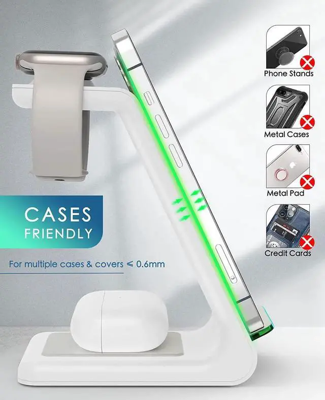 Alt view image 2 of 7 - 3 in 1 Wireless Charging Station 2025 Upgraded Fast Desk Charger Station for iPhone 16 15 14 13 12 Pro Max Plus Charger Stand for Watch 10 9 8 7 6 5 4 3 2 SE Airpods 4 3 2 Pro