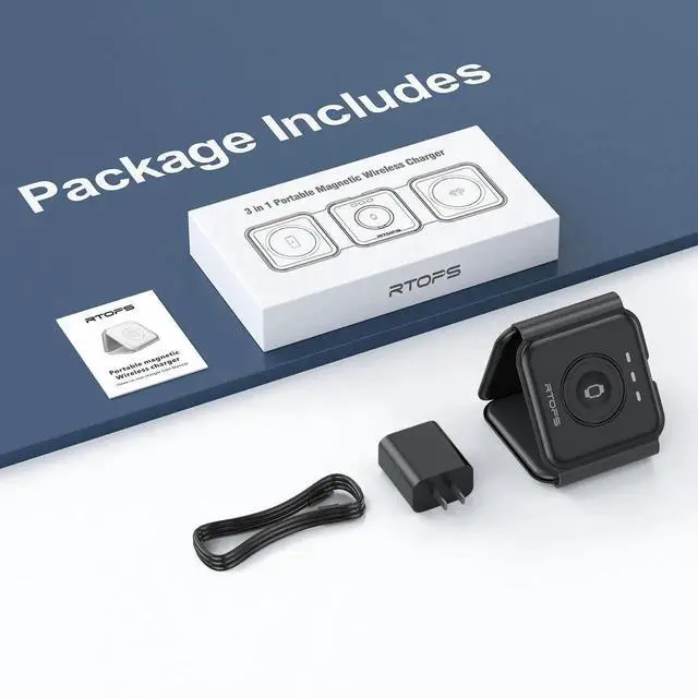 Alt view image 5 of 7 - Wireless Charger 3 in 1 Magnetic Travel Wireless Charging Station Multiple Devices GaN 3 in 1 Charging Station Compatible for iPhone16/15/14/13/Pro/Max iWatch AirPods4/3/2/Pro(Adapter Includes)