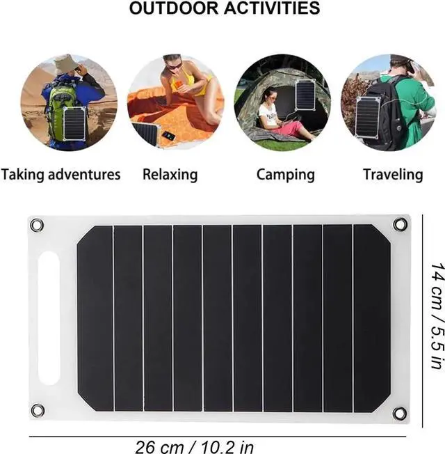 Alt view image 2 of 7 - JAENFONG 10W 5V Solar Panel Charger USB Port Portable High Power Paper Shaped Monocrystalline Silicon for Cell Phone Camping