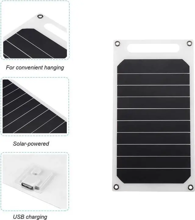 Alt view image 5 of 7 - JAENFONG 10W 5V Solar Panel Charger USB Port Portable High Power Paper Shaped Monocrystalline Silicon for Cell Phone Camping