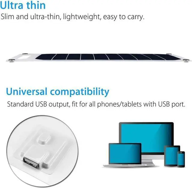 Alt view image 6 of 7 - JAENFONG 10W 5V Solar Panel Charger USB Port Portable High Power Paper Shaped Monocrystalline Silicon for Cell Phone Camping