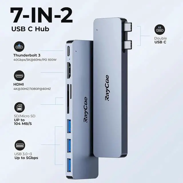 Alt view image 5 of 6 - JAENFONG USB C to HDMI Adapter for MacBook Pro/Air M1/M2/M3 2023-2021 Multiport Dongle with 4K HDMI Thunderbolt 3 3 USB A 3.0 Data Ports SD/TF Card Reader