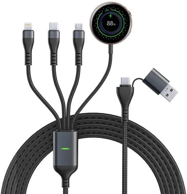 Main image of Charging Cord for Galaxy Watch 6/5/4/3 Charger - 100W USB C Galaxy S23/S22/Z/A Series Phone Multi Charging Cable 3M/10Ft USB A/USB C to Micro USB+Lightning+Type C+ Watch Charger Cable