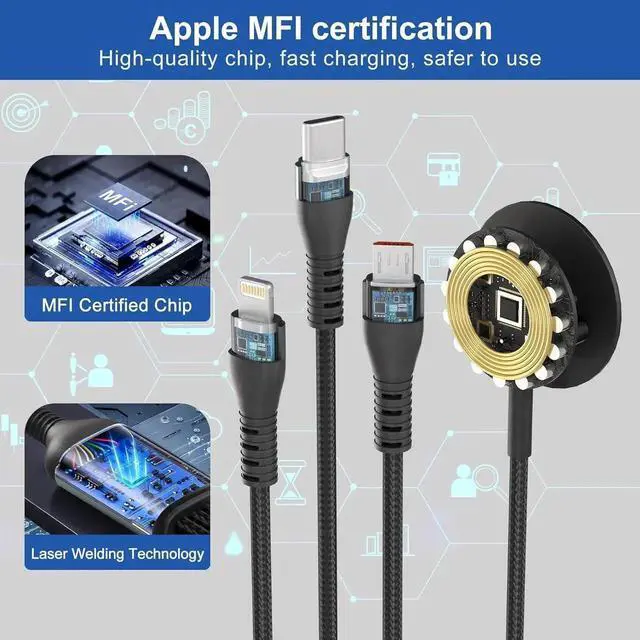Alt view image 5 of 7 - Charging Cord for Galaxy Watch 6/5/4/3 Charger - 100W USB C Galaxy S23/S22/Z/A Series Phone Multi Charging Cable 3M/10Ft USB A/USB C to Micro USB+Lightning+Type C+ Watch Charger Cable
