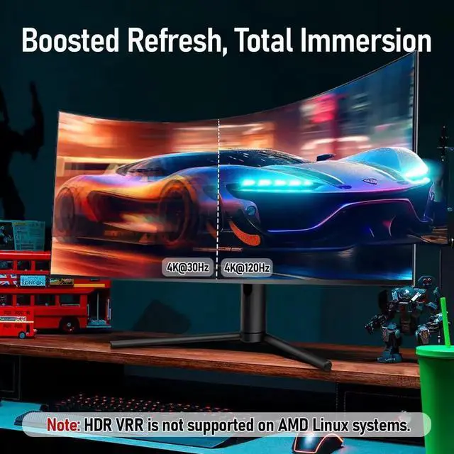 Alt view image 6 of 7 - JAENFONG DisplayPort 1.4 to HDMI 2.1 Cable - 10FT with 8K@60Hz 4K@120Hz 2K@144Hz Nylon Braided Unidirectional DP (Source) to HDMI (Display) Supports HDCP 2.3 HDR10 Display Port for AMD NVIDIA and PC