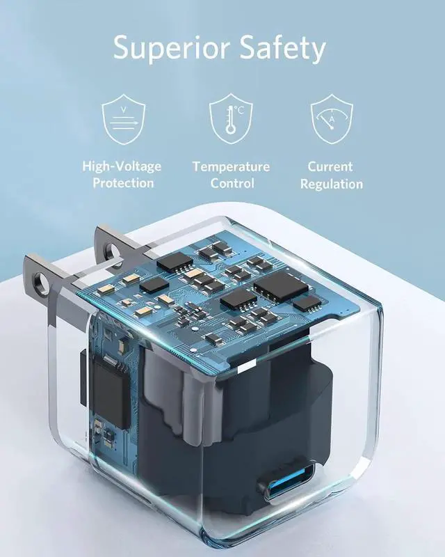 Alt view image 3 of 6 - 2 Pack USB C Charger with Foldable Plug 20W USB C Charger Block for iPhone 16/15 and More Series Galaxy Pixel iPad (Cable Not Included)