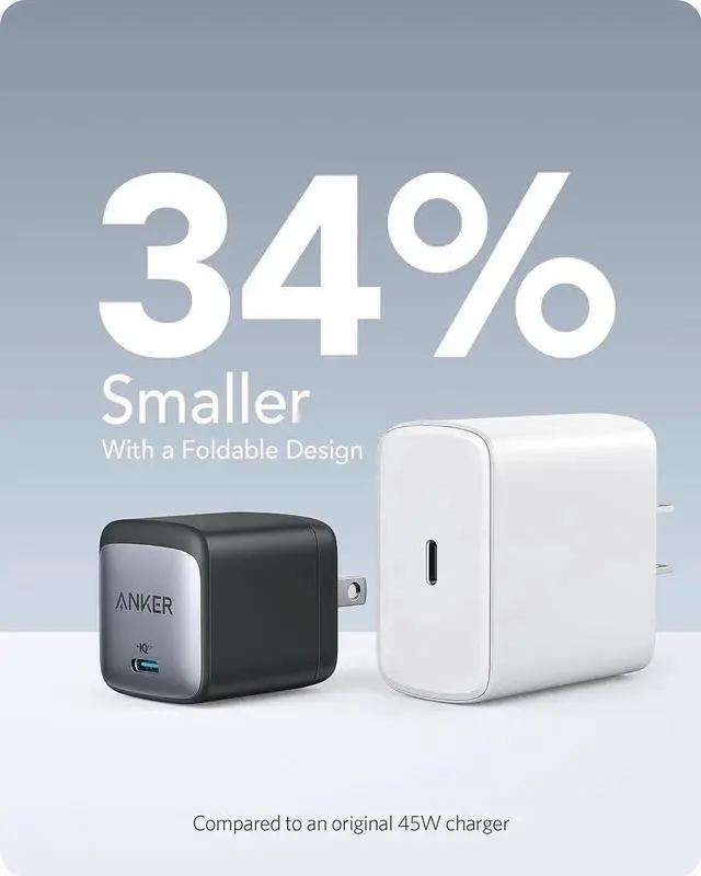 Alt view image 4 of 6 - USB C Charger 713 Charger (Nano II 45W) GaN II PPS Fast Compact Foldable Charger for MacBook Pro Galaxy iPhone 15 Steam Deck and More