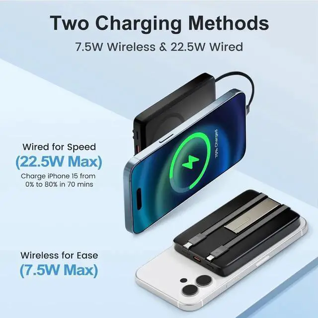 Main image of JAENFONG Magnetic Portable Charger Power Bank: 10000mAh Magnetic Battery Pack Cell Phone Wireless Fast Charging Pad for iPhone 16e 16 15 14 13 12 Pro Max Plus Mini - for Travel and Business Trip