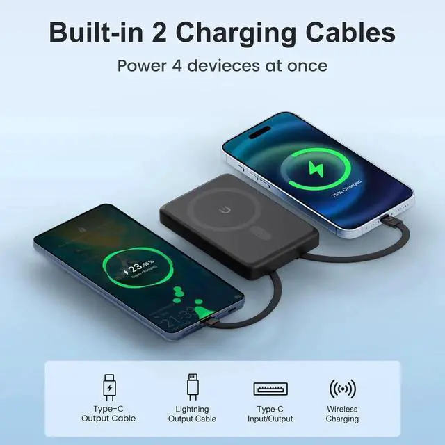 Alt view image 4 of 7 - JAENFONG Magnetic Portable Charger Power Bank: 10000mAh Magnetic Battery Pack Cell Phone Wireless Fast Charging Pad for iPhone 16e 16 15 14 13 12 Pro Max Plus Mini - for Travel and Business Trip
