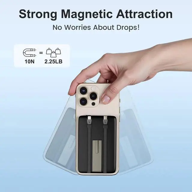 Alt view image 5 of 7 - JAENFONG Magnetic Portable Charger Power Bank: 10000mAh Magnetic Battery Pack Cell Phone Wireless Fast Charging Pad for iPhone 16e 16 15 14 13 12 Pro Max Plus Mini - for Travel and Business Trip