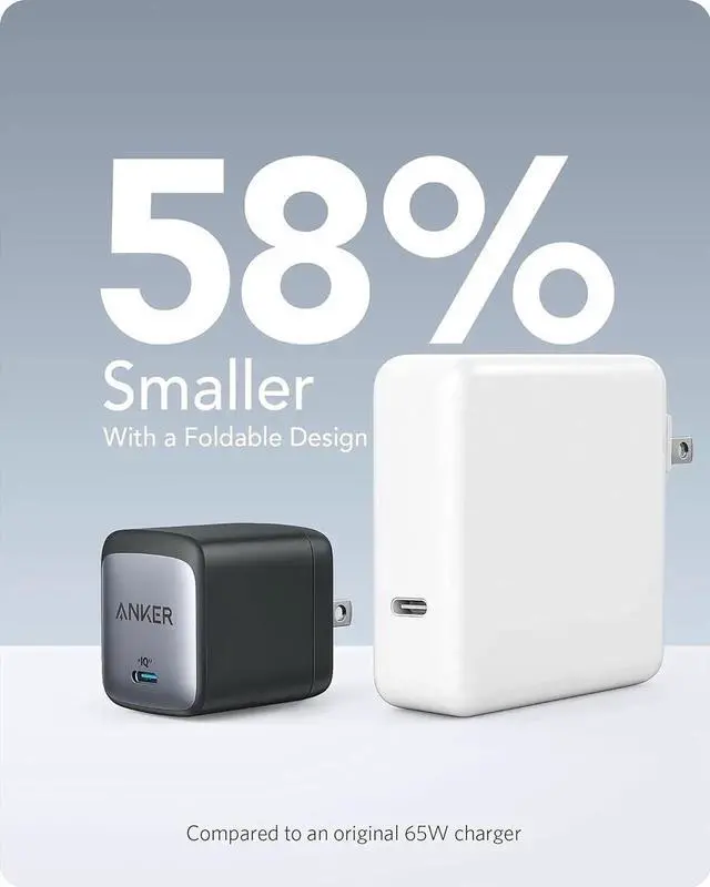 Alt view image 3 of 7 - Nano USB C Charger 65W GaN II PPS Fast Compact Foldable Charger for MacBook Pro Galaxy iPhone 15 iPad Pro and More