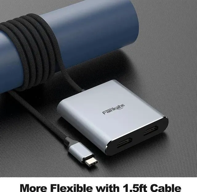 Alt view image 4 of 7 - JAENFONG USB C to Dual HDMI Adapter 4K 60Hz Splitter 2 Monitors Extended Display Type C Hub Multiple Docking Station for Laptop(DP Alt Mode Required) Compatible with Thunderbolt 3