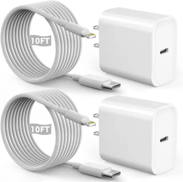 Main image of Fast iPhone Charger Quick 10Foot USBC Wall Charger Phone Charge 2Pack 20W PD USB C Fast Charger Block + 10FT Lightning Fast Charging Cable for iPhone 14/Pro/Pro Max/Plus/13/12/11/XS/XR/X/SE2022/iPad