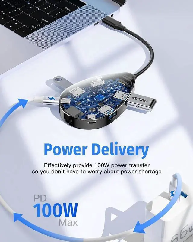 Alt view image 6 of 7 - JAENFONG USB C Docking Station USB C Hub 4K HDMI Type C to USB Adapter 1 Gbps Ethernet 100W Power Delivery 3 USB 3.0&1 Type-C 3.0 for MacBook Pro Air XPS (Single HDMI)