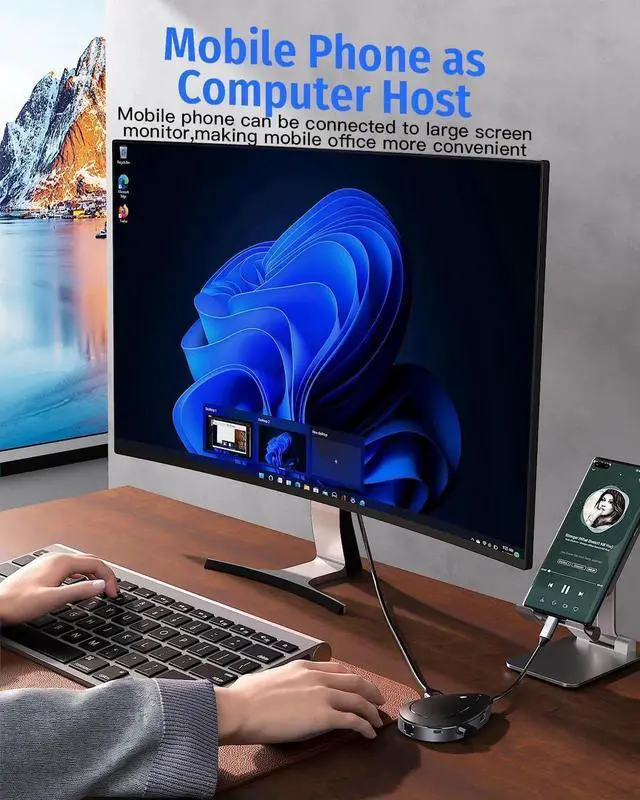 Alt view image 2 of 7 - JAENFONG USB C Docking Station USB C Hub 4K HDMI Type C to USB Adapter 1 Gbps Ethernet 100W Power Delivery 3 USB 3.0&1 Type-C 3.0 for MacBook Pro Air XPS (Single HDMI)