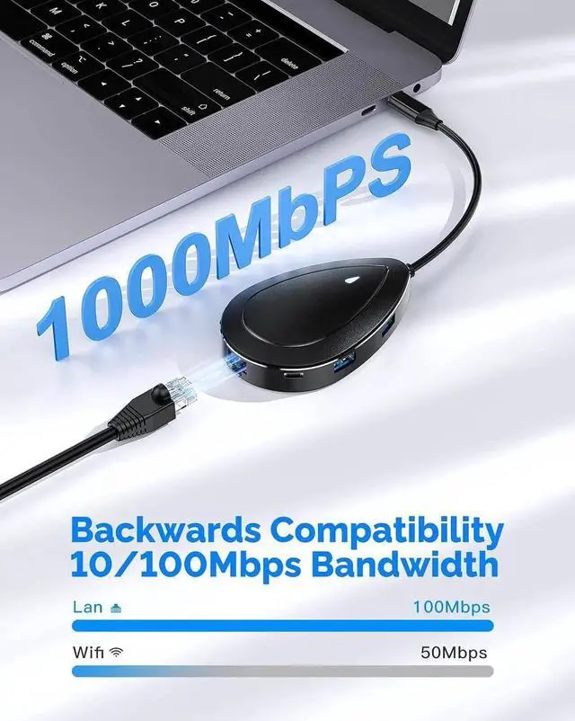 Alt view image 3 of 7 - JAENFONG USB C Docking Station USB C Hub 4K HDMI Type C to USB Adapter 1 Gbps Ethernet 100W Power Delivery 3 USB 3.0&1 Type-C 3.0 for MacBook Pro Air XPS (Single HDMI)