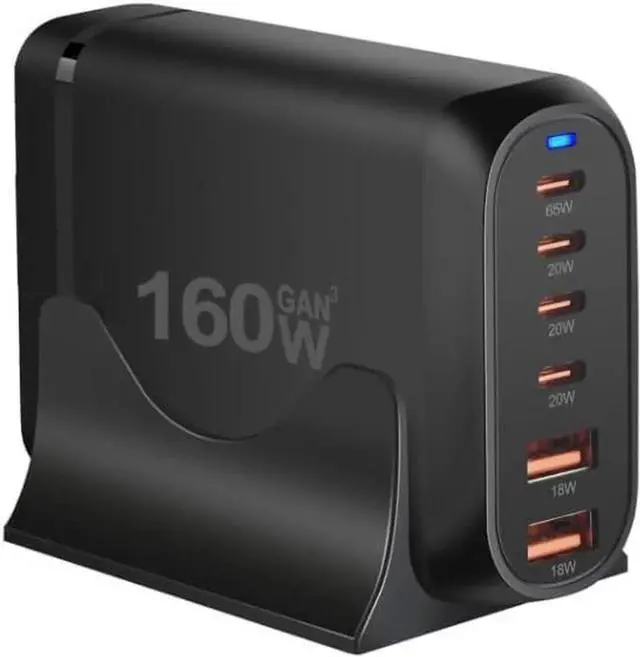 Main image of USB C Charger 160W 6-Port Fast Charging Station with 4 USB-C + 2 USB-A Portable Multiport Charging Wall Block Hub for iPhone 16 15 14 13 12 iPad Pro MacBook Galaxy Pixel Switch