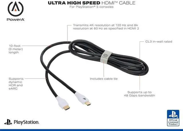 Alt view image 6 of 6 - JAENFONG Ultra High Speed HDMI Cable for PlayStation 5 Cable HDMI 2.1 PS5 Officially Licensed