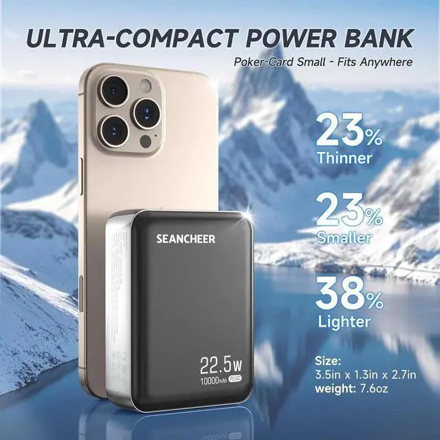 Alt view image 2 of 6 - Smallest Portable Charger 10000mAh Power Bank with 22.5w Fast Charging Retractable 2.3 ft USB-C Cable USB C in/Output 3-Output Mini Battery Pack Charger for iPhone 16/15 Series Android Travel