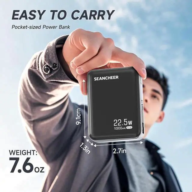 Alt view image 5 of 6 - Smallest Portable Charger 10000mAh Power Bank with 22.5w Fast Charging Retractable 2.3 ft USB-C Cable USB C in/Output 3-Output Mini Battery Pack Charger for iPhone 16/15 Series Android Travel