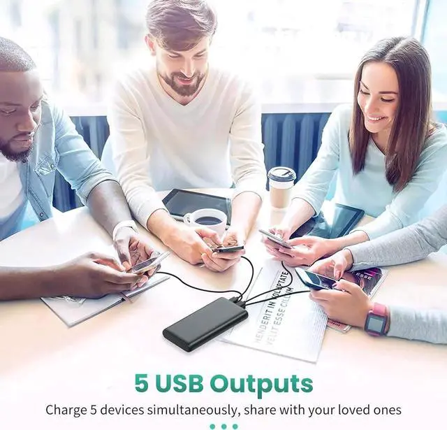 Alt view image 7 of 7 - JAENFONGPortable Charger 38800mAh LCD Display Power Bank 5 USB Outputs Battery Pack Backup USB-C in&out Dual Input Phone Charging Compatible with iPhone 16/15/14/13 Pro/12 Android Galaxy Pixel Nexus