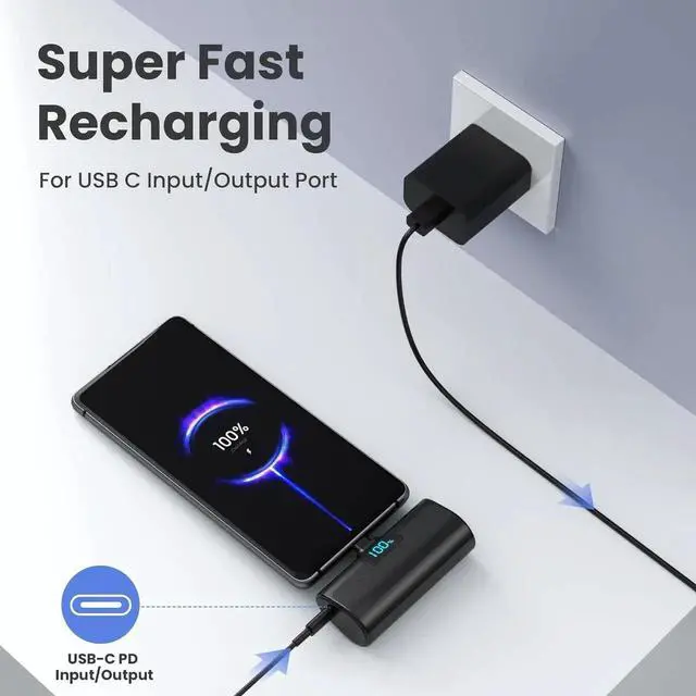Alt view image 5 of 7 - JAENFONG[2-Pack]Portable Charger for iPhone 16 Series Upgraded 5200mAh PD USB C Power Bank Built-in USB-C Connector Battery Pack Compatible with iPhone 16/16 Plus/16 Pro/16 Pro Max/15 Series Android