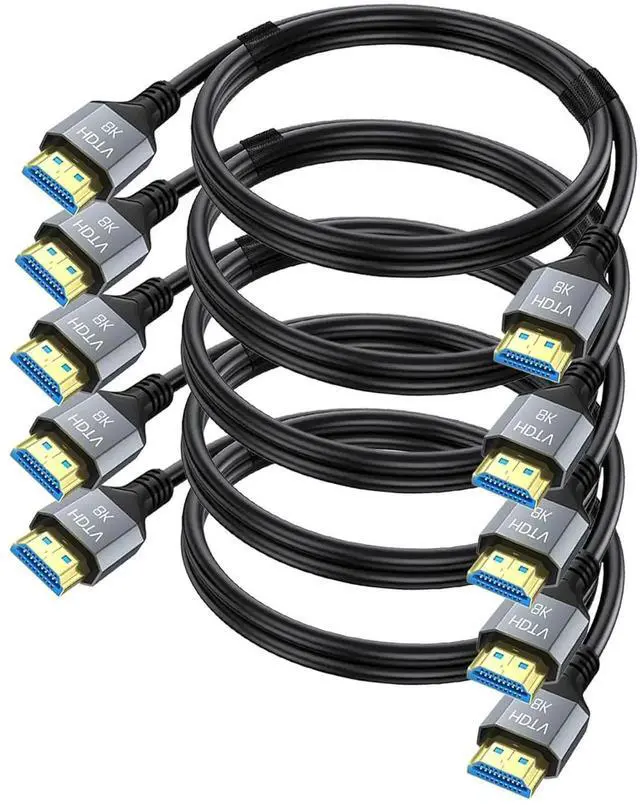 Main image of JAENFONG 8K HDMI 2.1 Cable 6.6 FT 5-Pack Shielded HDMI Cord 6.6FT 48Gbps High Speed Computer HDMI TV Monitor Cord-8K@60Hz 4K@120Hz/165Hz HDCP 2.2&2.3 HDR 10 for ARC eARC PS4 PS5 Sound Bar/