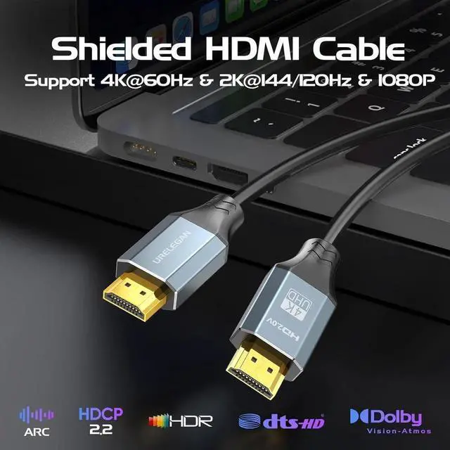 Alt view image 4 of 7 - JAENFONG 6FT HDMI Cable 4 Pack High Speed 4K HDMI 2.0 Cord Shielded Pack 6 FT with HDR Ethernet/ARC 3D HDCP 2.2-Compatible with PC Monitor /LG TV PS4/PS5 Xbox Switch Soundbar Protable Monitor