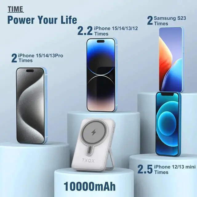 Alt view image 2 of 7 - Wireless Portable Charger 10000mAh Magnetic Power Bank with Built-in Cables LED Display 22.5W PD Fast Charging for Magsafe Battery Pack Compatible with iPhone16/15/14/13/12/Pro/Pro Max (White)