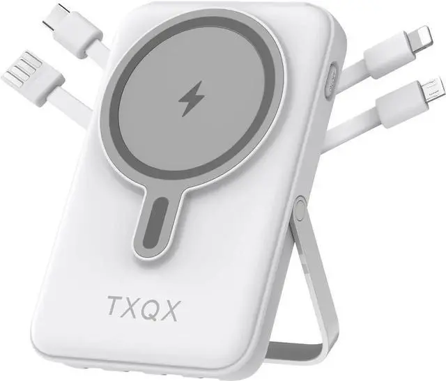 Main image of Wireless Portable Charger 10000mAh Magnetic Power Bank with Built-in Cables LED Display 22.5W PD Fast Charging for Magsafe Battery Pack Compatible with iPhone16/15/14/13/12/Pro/Pro Max (White)