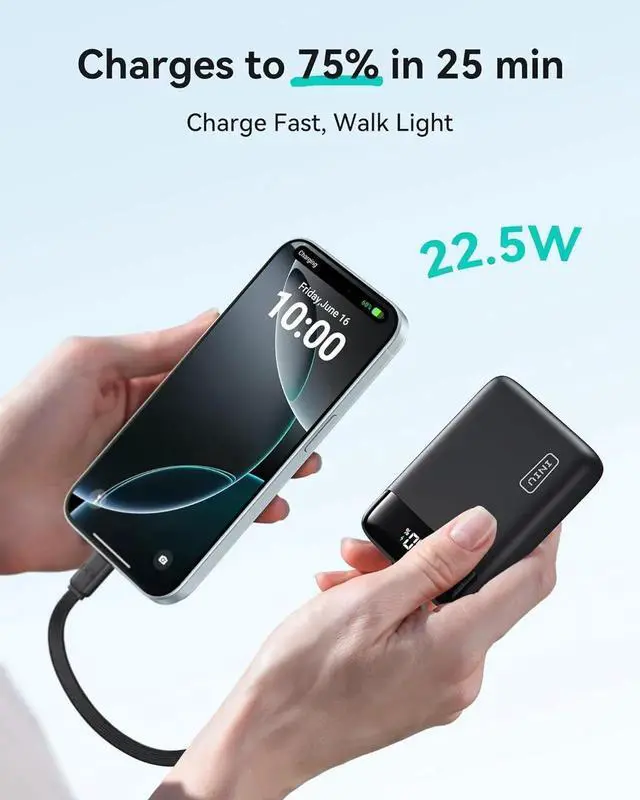 Alt view image 4 of 7 - JAENFONG Portable Charger Smallest 22.5W 20000mAh USB C in & Out Power Bank Fast Charging PD 3.0+QC 4.0 LED Display Phone Battery Pack Compatible with iPhone 16 15 14 13 Pro S23 Google iPad etc