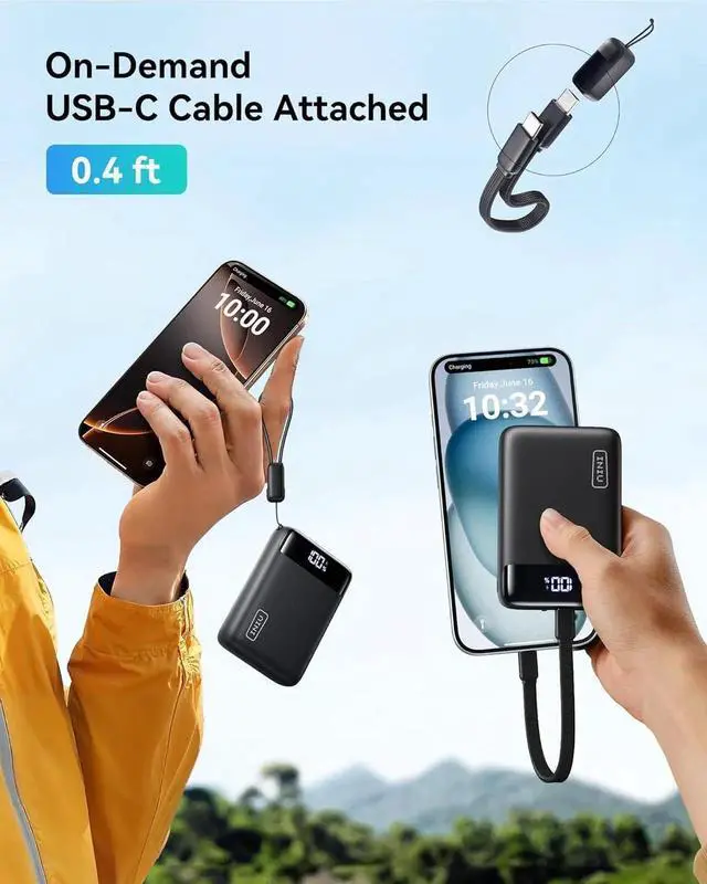 Alt view image 6 of 7 - JAENFONG Portable Charger Smallest 22.5W 20000mAh USB C in & Out Power Bank Fast Charging PD 3.0+QC 4.0 LED Display Phone Battery Pack Compatible with iPhone 16 15 14 13 Pro S23 Google iPad etc