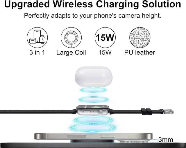 Alt view image 3 of 5 - 15W Wireless Charging Mouse Pad with Wrist Support Fast Qi Wireless Charger Mouse Mat for iPhone 16/15/14/13/12/12 Pro/11/11Pro/XR/Xs/X Galaxy S10/S9/S8 Plus Note 9/8 Multiple Devices