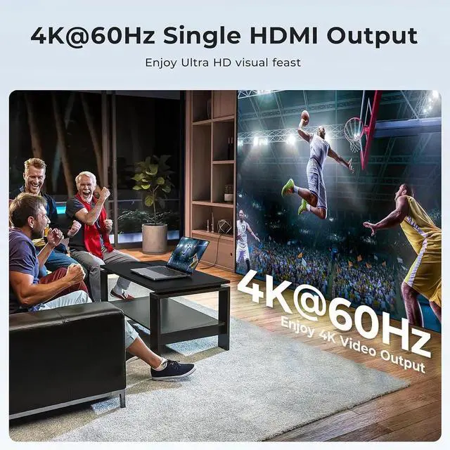 Alt view image 5 of 6 - JAENFONG USB-C to Dual HDMI Adapter 4K@60Hz Type-C to HDMI Converter for Dual Monitors USB-C Hub for MacBook/Laptop/HP//Surface//Thinkpad/Chromebook