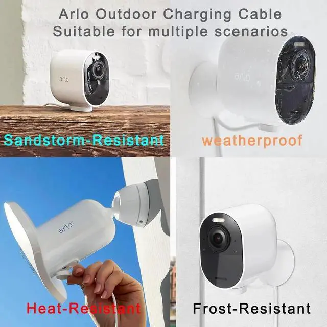Alt view image 6 of 6 - Arlo Camera Charger Compatible with Arlo Pro 5S 2K Pro 4 Pro 3 Ultra 2 Ultra Floodlight Go 2 Cameras arlo Magnetic Charging Cable Outdoor Weather Resistant Connector Power Adapter 10FT 2 Pack
