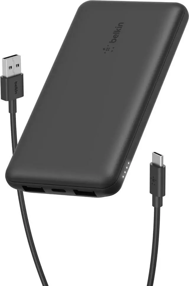 Main image of Portable Charger USB-C Power Bank 10 000mAh w/ 2xUSB-A Ports 15W w/ Type-C to Type-A Cable for iPhone 16 16 Plus 16e Galaxy S25 Nintendo Switch 2 & More - Black