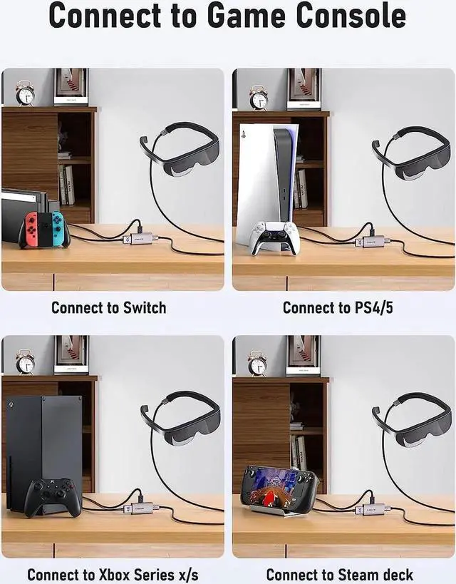 Alt view image 2 of 7 - JAENFONG HDMI to USB C Adapter 4K@60HZ HDMI to Type C Adapter Compatible with RayNeo XREAL Air Rokid Air Thunderbird AR GRAWOOA Switch Base Steam Deck Base PS4 PS5 Xbox