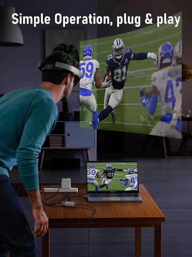 Alt view image 4 of 7 - JAENFONG HDMI to USB C Adapter 4K@60HZ HDMI to Type C Adapter Compatible with RayNeo XREAL Air Rokid Air Thunderbird AR GRAWOOA Switch Base Steam Deck Base PS4 PS5 Xbox