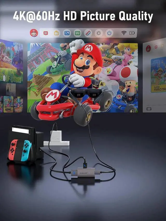 Alt view image 3 of 7 - JAENFONG HDMI to USB C Adapter 4K@60HZ HDMI to Type C Adapter Compatible with RayNeo XREAL Air Rokid Air Thunderbird AR GRAWOOA Switch Base Steam Deck Base PS4 PS5 Xbox