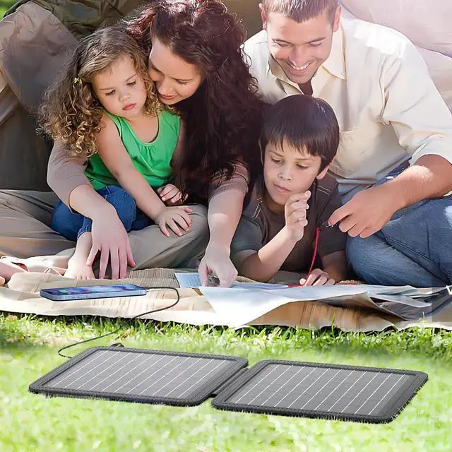 Alt view image 5 of 7 - Powkey Portable Solar Panel Chargers with 15W USB-A USB-C DC Output Foldable Power Emergency ETFE Panels Solar Battery Charger Compatible with Cell Phone iPad for Backpacking Camping Hiking (15W)