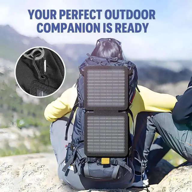 Alt view image 6 of 7 - Powkey Portable Solar Panel Chargers with 15W USB-A USB-C DC Output Foldable Power Emergency ETFE Panels Solar Battery Charger Compatible with Cell Phone iPad for Backpacking Camping Hiking (15W)