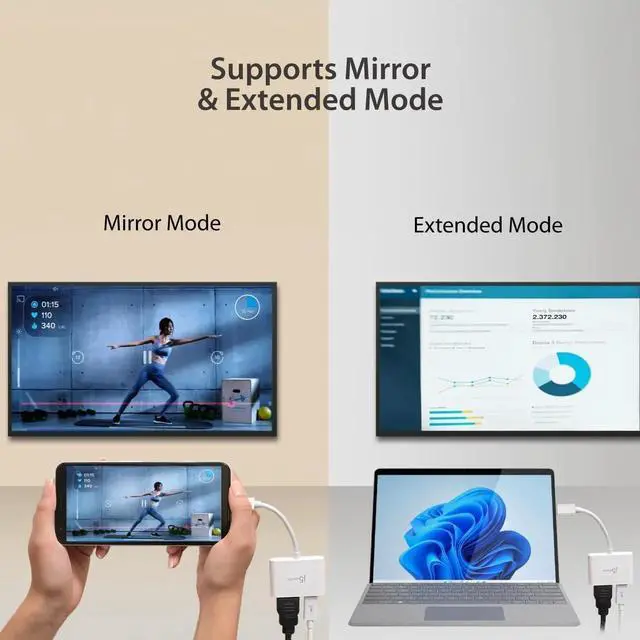 Alt view image 7 of 7 - JAENFONG 2-in-1 USB-C to 4K HDMI Adapter with PD Charging Port Supports 4K UHD Video Charge While Displaying Compatible with MacBook iPad Smartphone Laptop Steam Deck (JCA152)