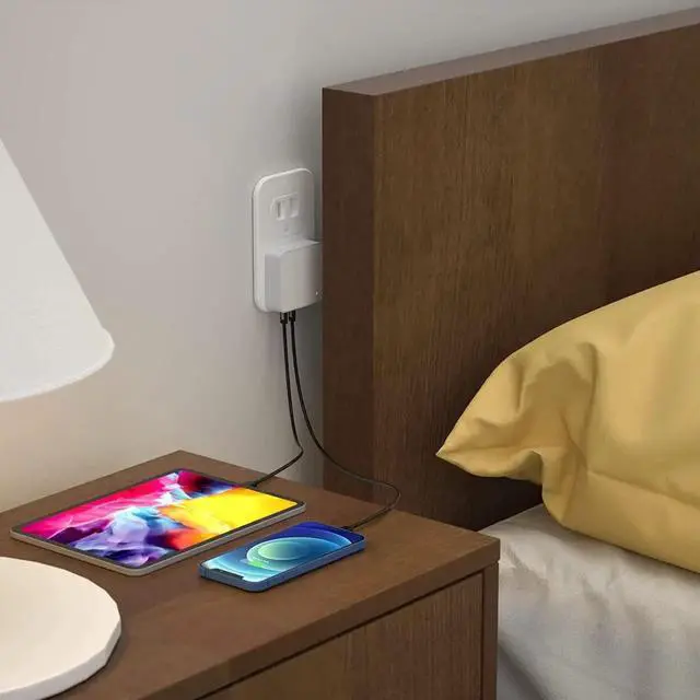 Alt view image 6 of 6 - USB C Charger Thin Flat 52W 4-Port Fast Wall Charger with Two 20W Power Delivery and 2 Port for iPhone 14/14 Pro/14 Pro Max Galaxy Pixel iPad Pro AirPods More Upgraded