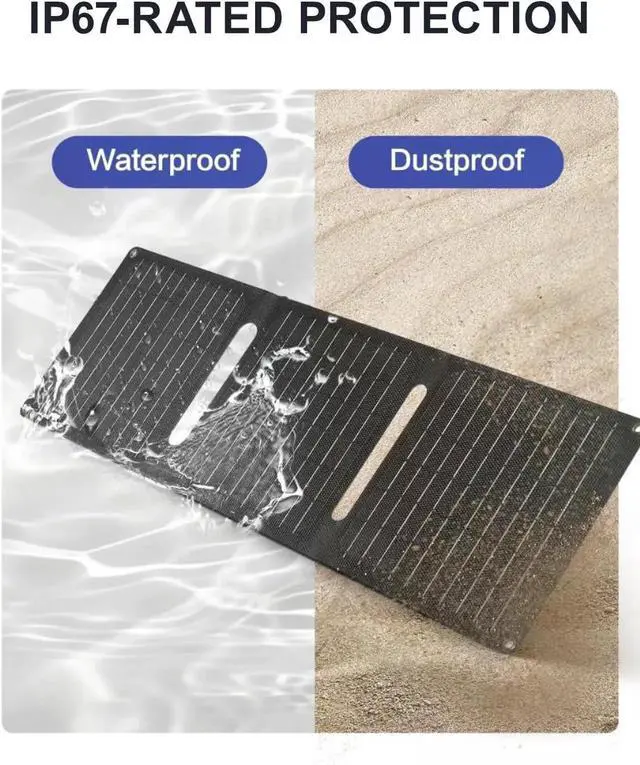 Alt view image 7 of 7 - JAENFONG 21W Portable Solar Panel Foldable Solar Panel Charger(5V/3A) IP67 Waterproof for Camping Hiking Backpacking Ultra-Fast Solar Phone Charger with Dual USB Ports for iPhone iPad Power Bank