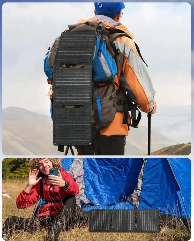 Alt view image 5 of 7 - JAENFONG 21W Portable Solar Panel Foldable Solar Panel Charger(5V/3A) IP67 Waterproof for Camping Hiking Backpacking Ultra-Fast Solar Phone Charger with Dual USB Ports for iPhone iPad Power Bank