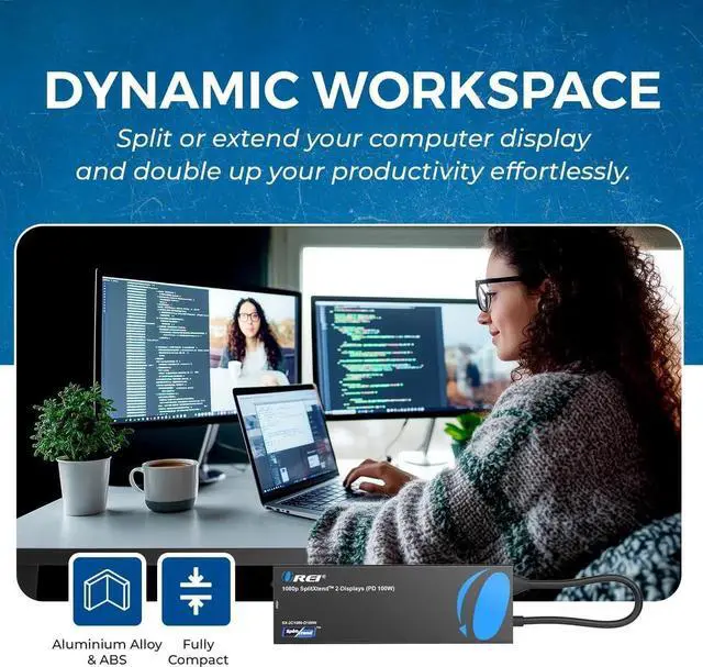 Alt view image 3 of 7 - JAENFONG SplitExtend Laptop Docking Station 4K Dual Monitor - 2X USB 3.0 1x Type-C SD Card Reader - USB-C Adapter to HDMI 2.0 Extended Screen 4K@30Hz Outputs - 100W PD