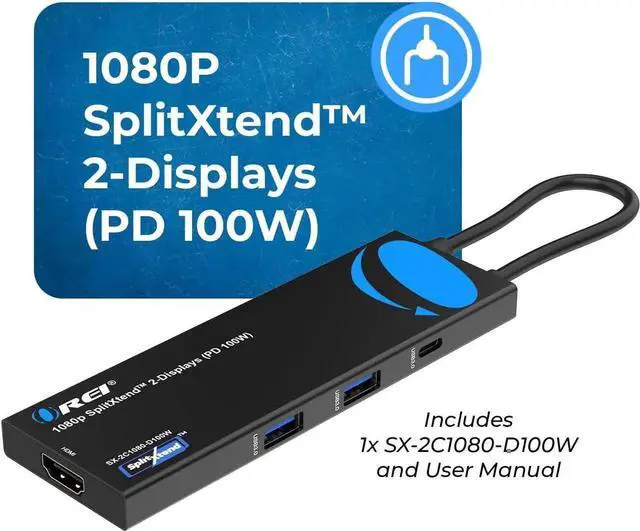 Alt view image 4 of 7 - JAENFONG SplitExtend Laptop Docking Station 4K Dual Monitor - 2X USB 3.0 1x Type-C SD Card Reader - USB-C Adapter to HDMI 2.0 Extended Screen 4K@30Hz Outputs - 100W PD