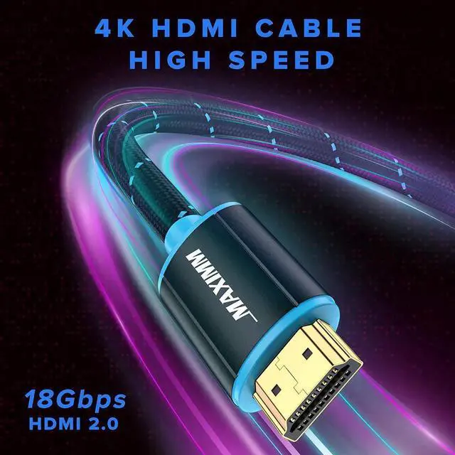 Alt view image 6 of 6 - JAENFONG HDMI Cable 4K Ultra HD 4 Foot (5 Pack) Nylon Braided HDMI 2.0 Cable High Speed 18Gbps 4K60Hz HDR 3D 2160p 1080p HDCP 2.2 ARC HDMI Cables for Monitors HDTV