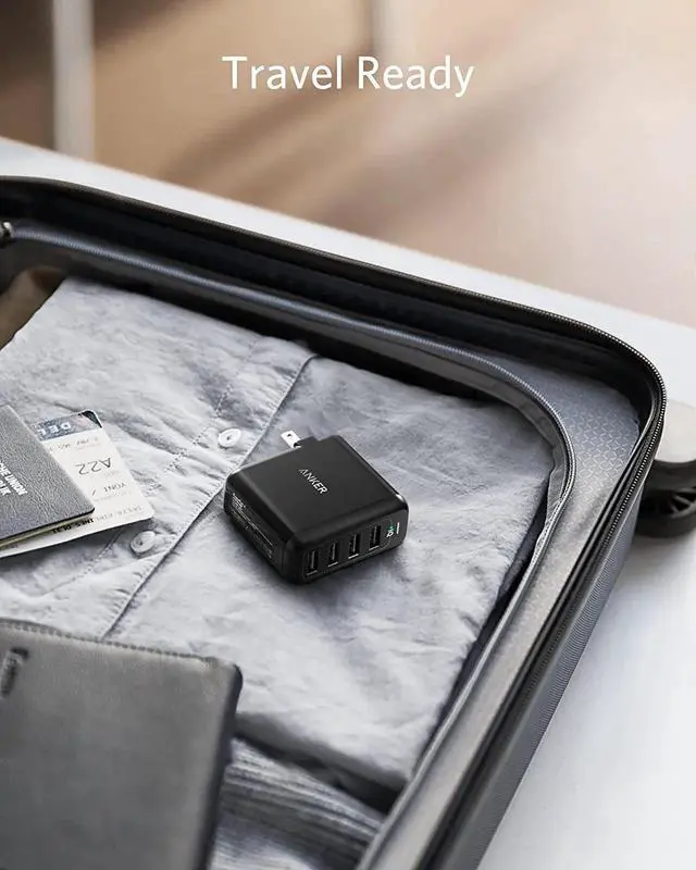 Alt view image 3 of 7 - Charger 40W 4-Port USB Phone Charger with Foldable Plug PowerPort 4 for iPhone 14/13 Series iPad Pro/Air/Mini Galaxy S23/S22/S21 Note 20 Ultra LG Nexus HTC and More