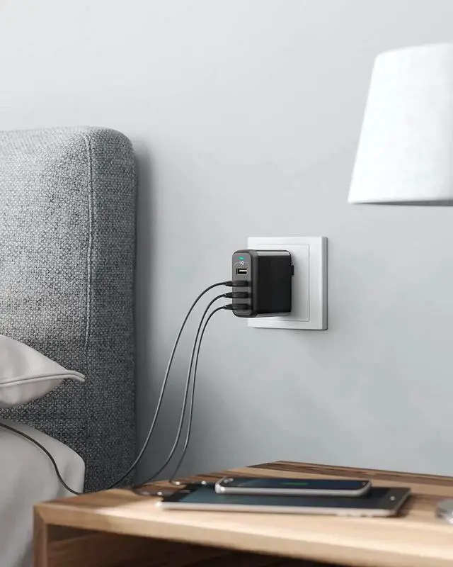 Alt view image 7 of 7 - Charger 40W 4-Port USB Phone Charger with Foldable Plug PowerPort 4 for iPhone 14/13 Series iPad Pro/Air/Mini Galaxy S23/S22/S21 Note 20 Ultra LG Nexus HTC and More